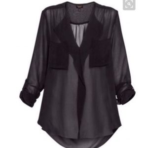 Aritzia T. Babaton Finley black silk long sleeve top
